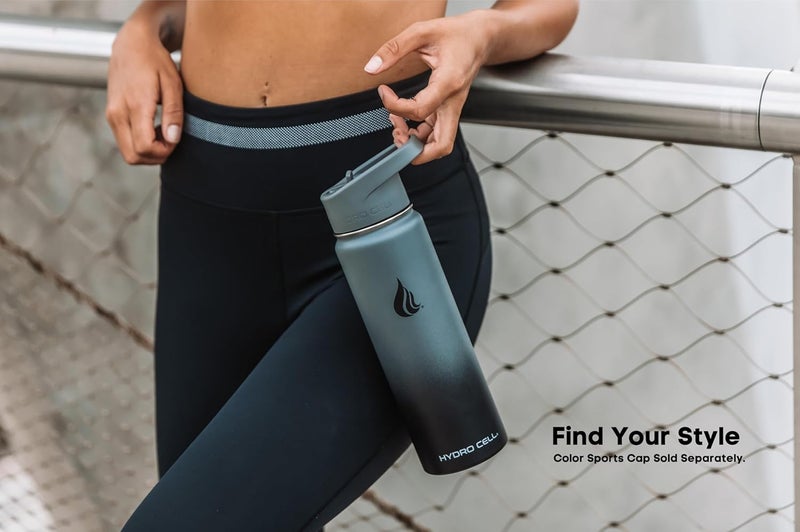 HYDRO CELL Stainless Steel Insulated Water Bottle with Straw - For Cold & Hot Drinks - Metal Vacuum Flask with Screw Cap and Modern Leakproof Sport Thermos for Adults (Graphite/Black 24oz) - Image 5